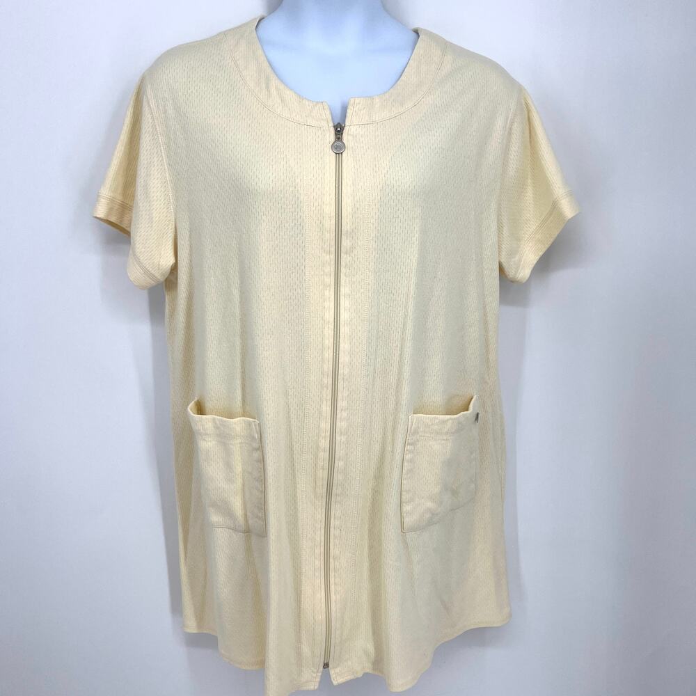 Karen Neuburger Womens Pale Yellow Full Zip Housecoat Robe Size 2XL **READ**